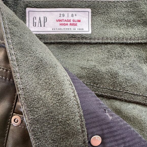 GAP Vintage Slim High Rise Faux Leather Jeans| Pants – Size 29 | 8s - Picture 9 of 13